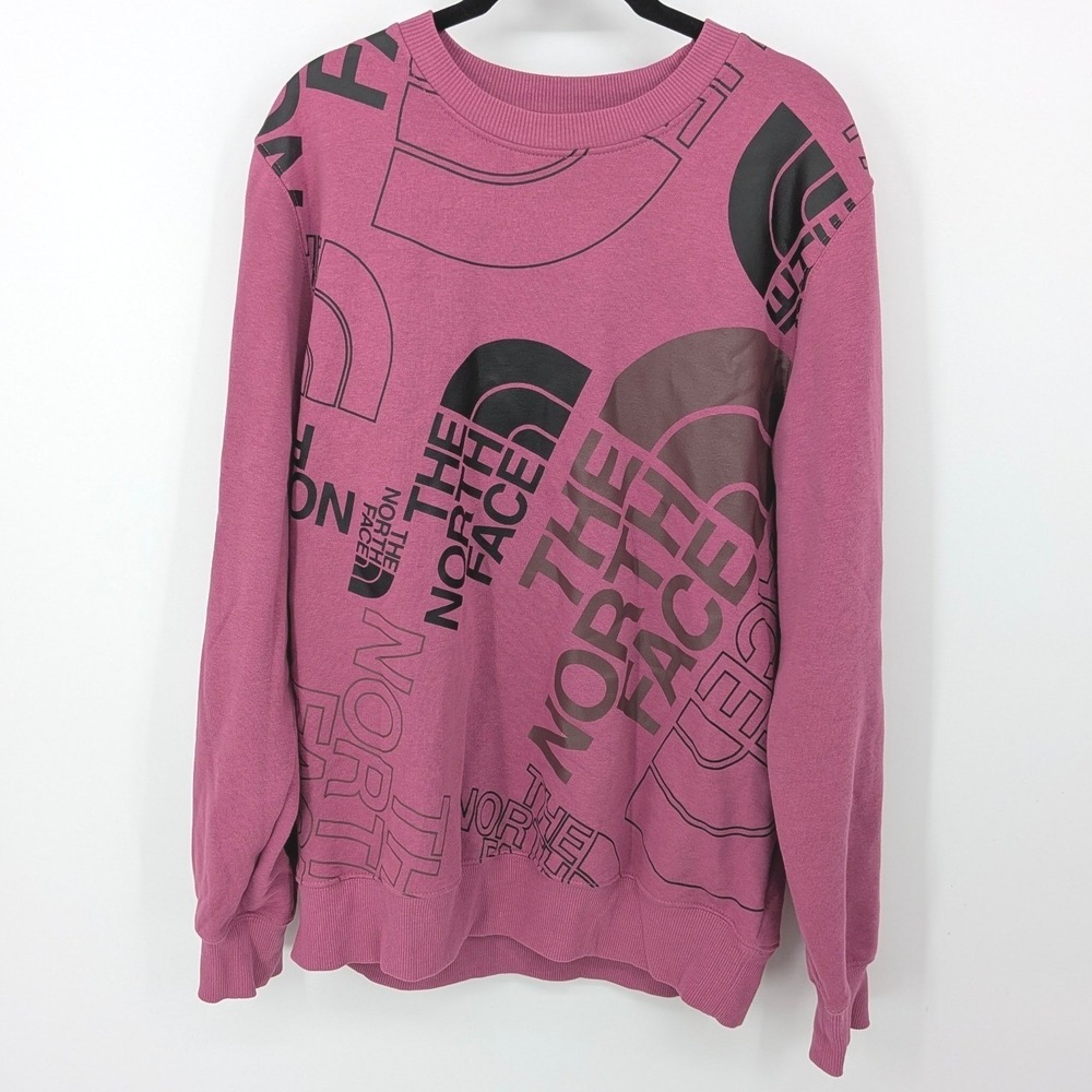 The North Face Sweatshirt Mens Medium Pink Logo Graphic Crewneck Streetwear